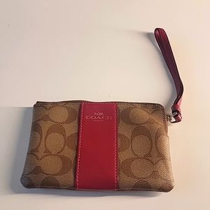 Coach wrist wallet brown and red